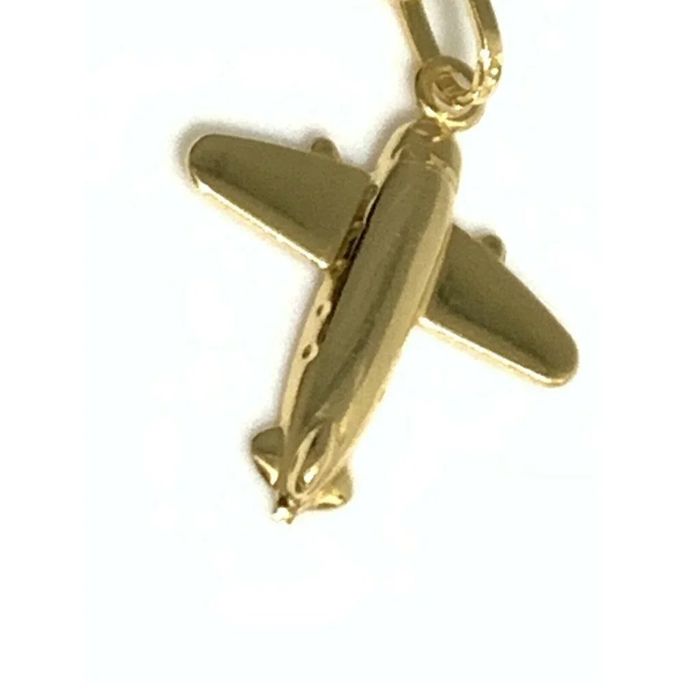 18K Gold 17.5 inches Necklace Airplane Pendant 1.83 grams - Picture 5 of 15